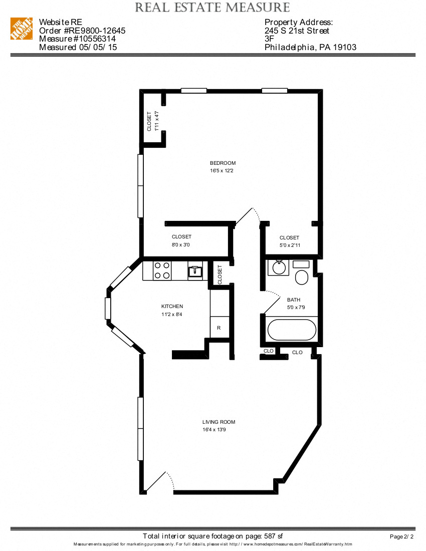 Floor plan for 2 beds, 1 bath, 1 sqft